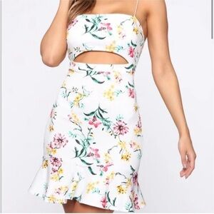 Fashion Nova White Floral Mini dress SMALL